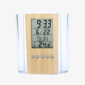 relojportalapicero Reloj Porta Lapiceros Cristal Bambú